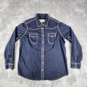 Ryan Michael Country Western Snap Shirt XL Blue Embroidered Cowgirl Rodeo Ranch